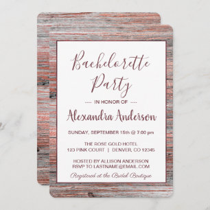 Rosen-Goldfolien-rustikaler hölzerner Einladung