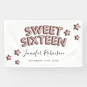 Rosen-Goldgeburtstags-Ballone des Bonbon-16 Banner