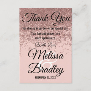 Rosen-GoldGlitzer-Glitzern erröten Rosa danken Dankeskarte