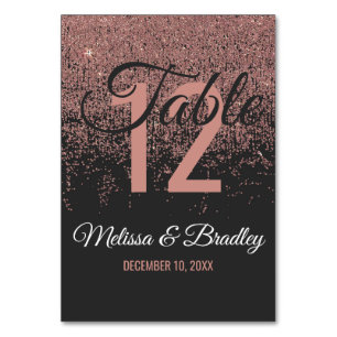 Rosen-GoldGlitzer-Glitzern-schwarze Tischnummern