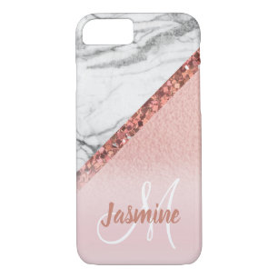 Rosen-GoldGlitzer-graues Girly Case-Mate iPhone Hülle