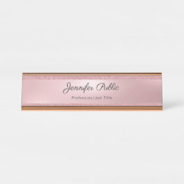 Rosen-GoldGlitzer-Kalligraphie-Text-elegantes Schreibtischnamensplakette