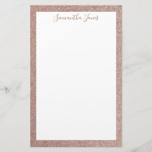Rosen-GoldGlitzer metallisches   personalisiert Briefpapier