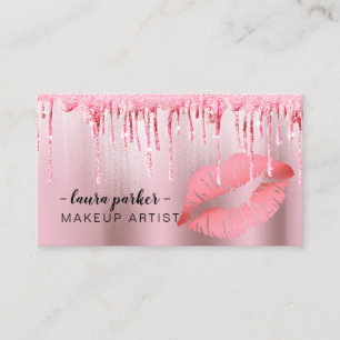 Rosen-GoldGlitzer-Tropfen-Make-upkünstler-Salon Visitenkarte