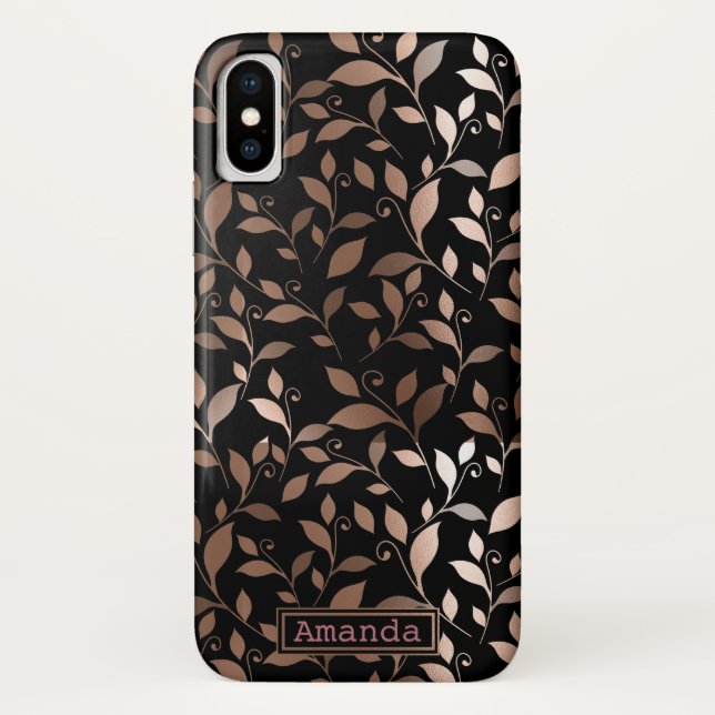 Rosen-GoldImitat-Folien-botanisches modernes Case-Mate iPhone Hülle (Rückseite)