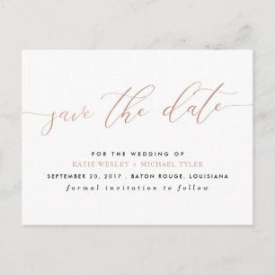 Rosen-Goldkalligraphie modern Save the Date Ankündigungspostkarte