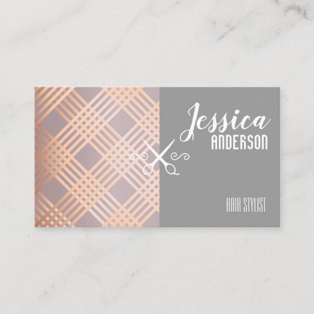 Rosen-Goldluxusmuster-Haar-Stylist Visitenkarte (Vorderseite)