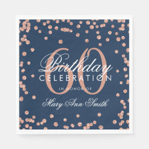 Rosen-Goldmarine-60. Geburtstags-GlitzerConfetti Serviette