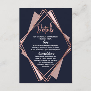 Rosen-Goldmarine-Blau-malvenfarbene geometrische Begleitkarte