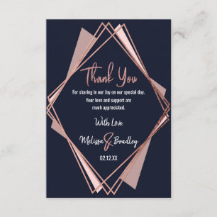 Rosen-Goldmarine-Blau-malvenfarbene geometrische Dankeskarte