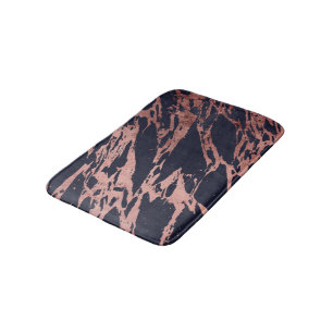 Rosen-Goldmarine-Blaumodernes Chic-Marmor-Muster Badematte