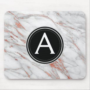 Rosen-Goldmarmor-mit Monogramm moderne Mousepad