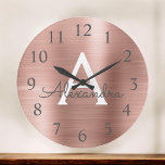 Rosen-Goldmetallischer Monogramm-Name u. Initiale Große Wanduhr<br><div class="desc">Rosen-GoldImitat metallischer Monogramm-Name und Anfangsumhüllungs-Wand-Uhr. Die Wand-Uhr macht das perfekte Geschenk für jemand,  dem Lieben rostfreien Stahl auszacken.</div>