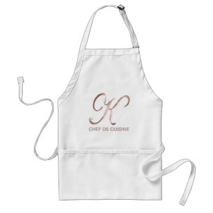 Rosen-Goldmonogramm K Chef de Cuisine oder Ihr Schürze