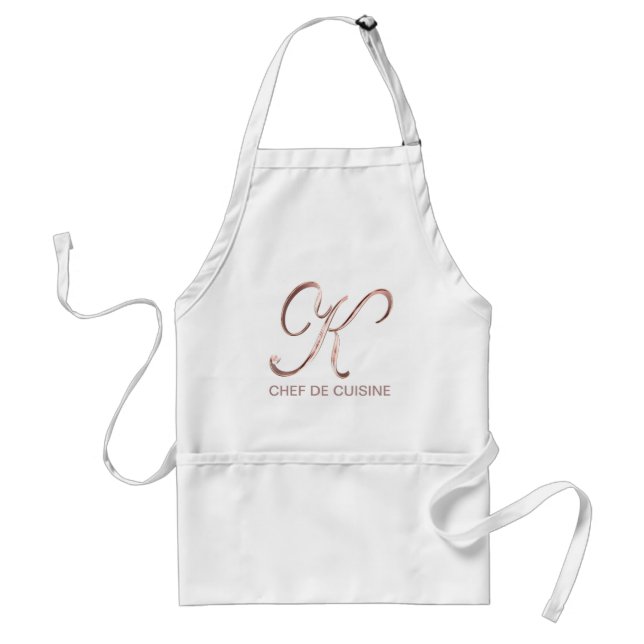Rosen-Goldmonogramm K Chef de Cuisine oder Ihr Schürze (Vorne)