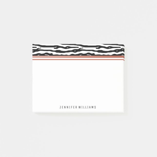 Rosen-Goldname des Zebra-Tierdruck-| Post-it Klebezettel (Vorderseite)