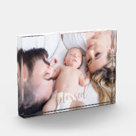 Rosen-Goldskript gesegnet Fotoblock