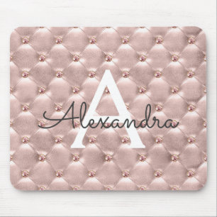 Rosen-GoldVintager rosa Monogramm-Name Mousepad