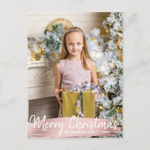 Rosen-Goldweihnachtsglückliches Feiertags-Familie Feiertagspostkarte