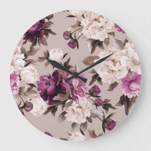 Rosen heller Hintergrund: Vintage-Aquarell Große Wanduhr