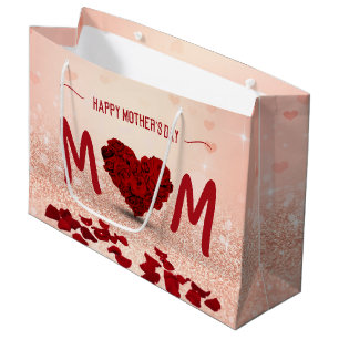 Rosen-Herz-Blumenstrauß der Mutter Tages- große Geschenktüte