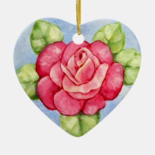 Rosen-Herz-Weihnachtsverzierung Keramik Ornament