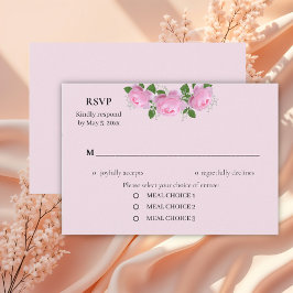 Rosen, Hochzeiten, Rosen, rosa, braun RSVP Karte