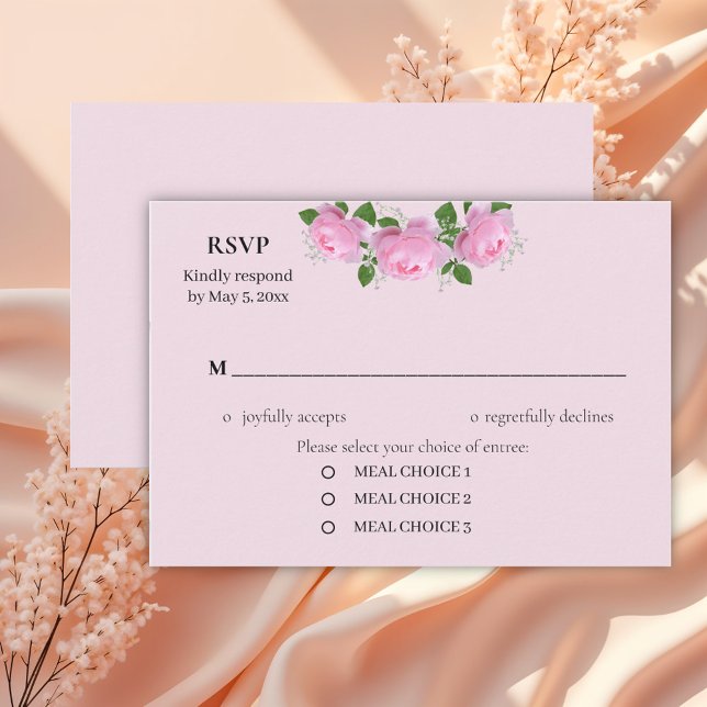 Rosen, Hochzeiten, Rosen, rosa, braun RSVP Karte (Von Creator hochgeladen)