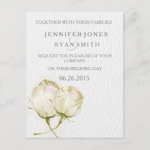 Rosen-Hochzeitseinladung des Watercolor weiße Einladung