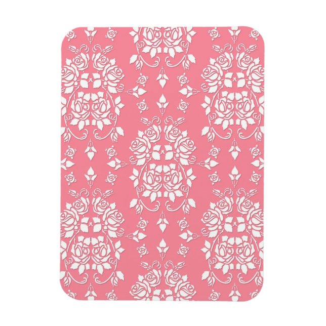 Rosen im Floral Style Damast Kunstmuster Magnet (Vertikal)