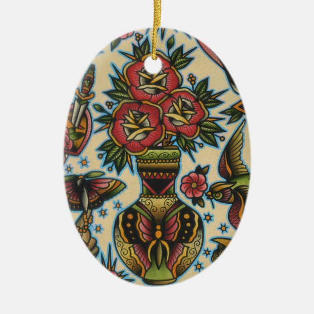 Rosen im Vase Keramik Ornament (Vorne)