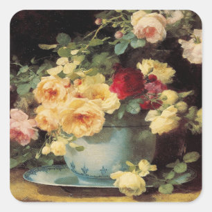 Rosen in einer blauen Schale - Aufkleber