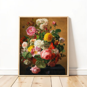 Rosen in einer Vase von Aghate Pilon, Florale Kuns Poster