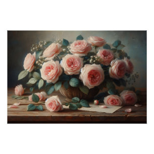 Rosen in Hauchzartem Rosa Découpage Poster
