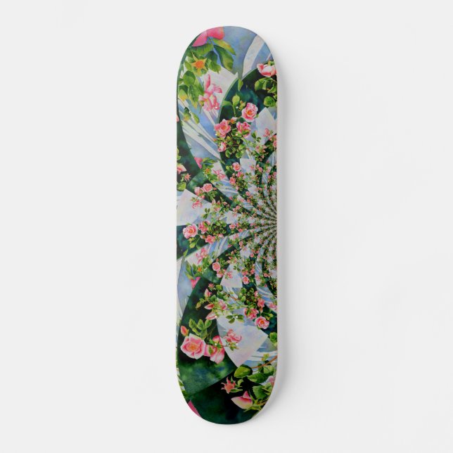 Rosen in Rosa Skateboard (Vorderseite)