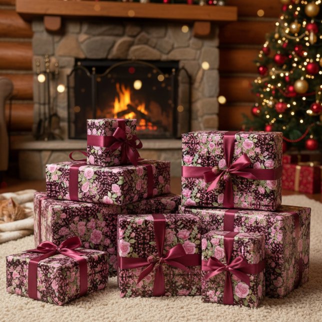 Rosen in Schwarz und Rosa Geschenkpapier (Von Creator hochgeladen)