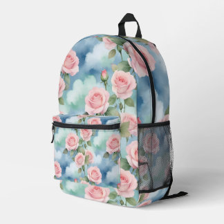 Rosen in Wasserfarben in hellrosa und grünen Tönen Bedruckter Rucksack