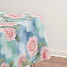 Rosen in Wasserfarben in hellrosa und grünen Tönen Tischdecke