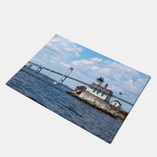 Rosen-Insel-Leuchtturm, Rhode Island Tür-Matte Fußmatte (Schrägansicht)