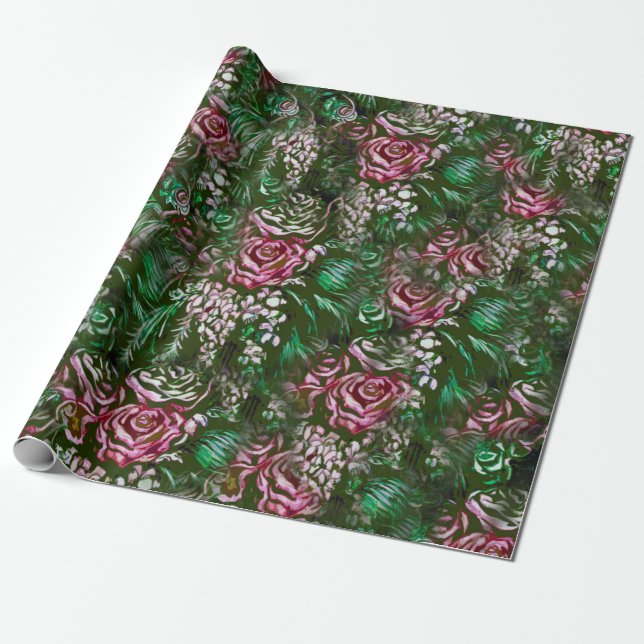 Rosen-Kaskaden Geschenkpapier (Ungerollt)