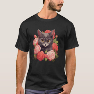 Rosen Katze Kätzchen Blumen Gärtnerei Floral T-Shirt