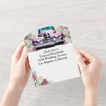 Rosen klassische Auto Alles-in-einem-Hochzeitseinl