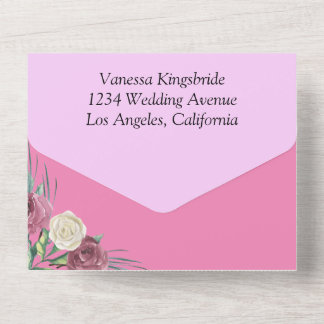 Rosen klassische Auto Alles-in-einem-Hochzeitseinl All In One Einladung