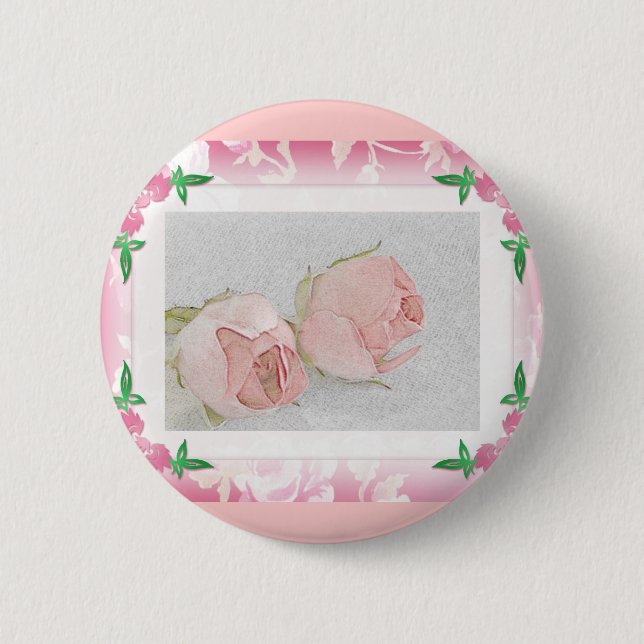 Rosen-Knopf-… Gastgeschenk Hochzeit Button (Vorderseite)