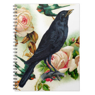 Rosen-Krähen-Mut-Notizbuch Notizblock