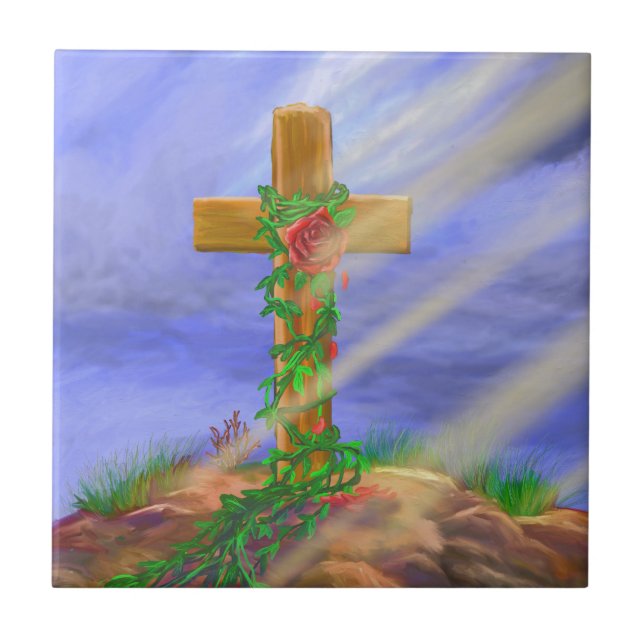 Rosen-Kreuz Fliese (Vorderseite)