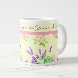Rosen, Lavendel, Orangenblüten Wasserfarben-Muster Jumbo-Tasse