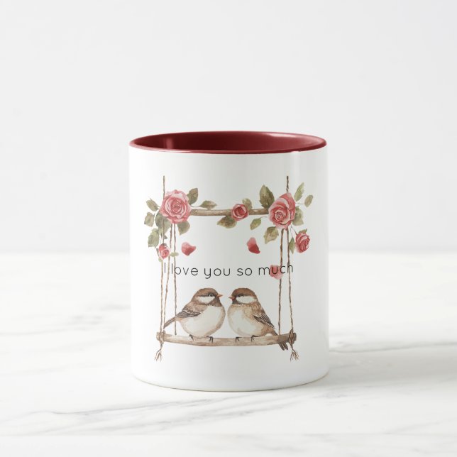 Rosen lieben Vögel auf der Schaukel Tasse (Zentrum)