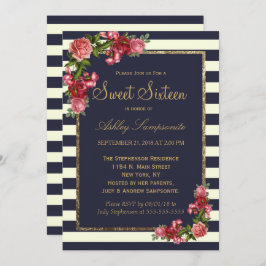 Rosen-Marine-Streifen und Einladungen des