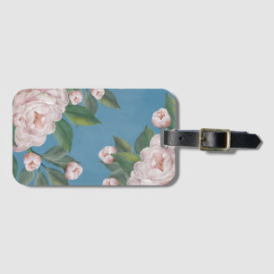 Rosen mit blauen Navy-Hintergrund in blassrosa Ros Gepäckanhänger